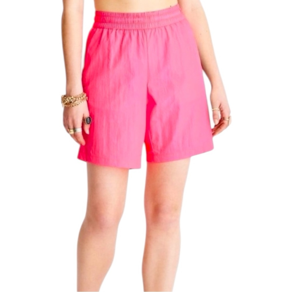 Future Collective Alani Noelle Hot Pink High Rise Nylon Running Shorts Small
